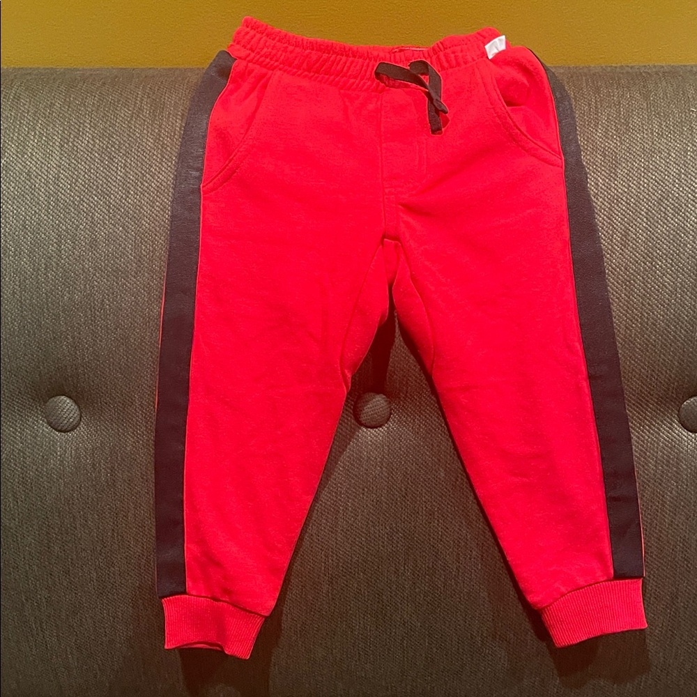 Kids Red Joggers with Black Side Panels
